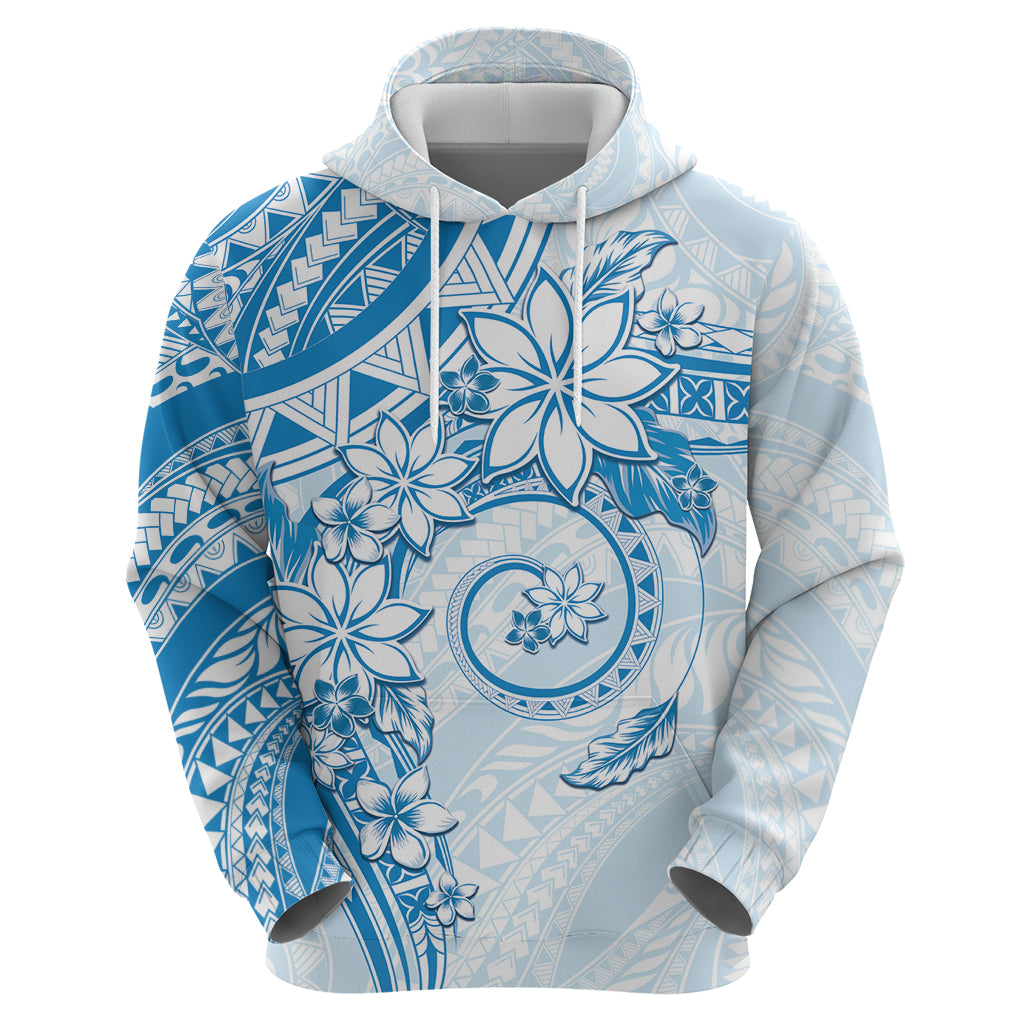 Polynesian Pattern With Plumeria Flowers Zip Hoodie Blue LT05 - Polynesian Pride