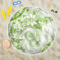 Polynesian Pattern With Plumeria Flowers Beach Blanket Lime Green LT05 One Size 150cm Lime Green - Polynesian Pride