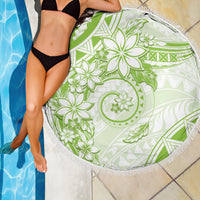 Polynesian Pattern With Plumeria Flowers Beach Blanket Lime Green LT05 - Polynesian Pride
