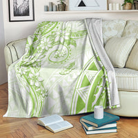 Polynesian Pattern With Plumeria Flowers Blanket Lime Green LT05 Lime Green - Polynesian Pride