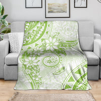 Polynesian Pattern With Plumeria Flowers Blanket Lime Green LT05 - Polynesian Pride