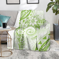 Polynesian Pattern With Plumeria Flowers Blanket Lime Green LT05 - Polynesian Pride