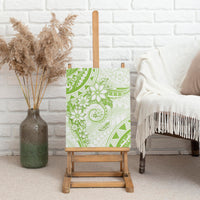 Polynesian Pattern With Plumeria Flowers Canvas Wall Art Lime Green LT05 - Polynesian Pride