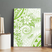 Polynesian Pattern With Plumeria Flowers Canvas Wall Art Lime Green LT05 - Polynesian Pride