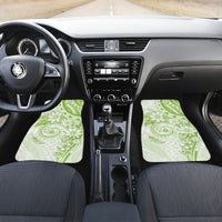 Polynesian Pattern With Plumeria Flowers Car Mats Lime Green LT05 Set 2pcs - Front Lime Green - Polynesian Pride