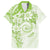 Polynesian Pattern With Plumeria Flowers Family Matching Off The Shoulder Long Sleeve Dress and Hawaiian Shirt Lime Green