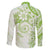 Polynesian Pattern With Plumeria Flowers Family Matching Off The Shoulder Long Sleeve Dress and Hawaiian Shirt Lime Green