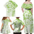 Polynesian Pattern With Plumeria Flowers Family Matching Off Shoulder Maxi Dress and Hawaiian Shirt Lime Green