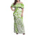 Polynesian Pattern With Plumeria Flowers Family Matching Off Shoulder Maxi Dress and Hawaiian Shirt Lime Green