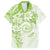 Polynesian Pattern With Plumeria Flowers Family Matching Short Sleeve Bodycon Dress and Hawaiian Shirt Lime Green