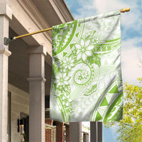 Polynesian Pattern With Plumeria Flowers Garden Flag Lime Green LT05 House Flag Lime Green - Polynesian Pride