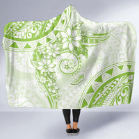 Polynesian Pattern With Plumeria Flowers Hooded Blanket Lime Green LT05 - Polynesian Pride