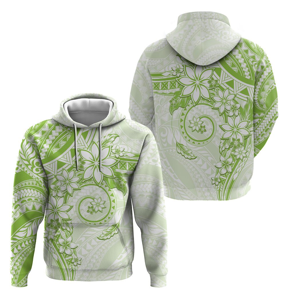 Polynesian Pattern With Plumeria Flowers Hoodie Lime Green LT05 - Polynesian Pride