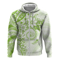 Polynesian Pattern With Plumeria Flowers Hoodie Lime Green LT05 Zip Hoodie Lime Green - Polynesian Pride