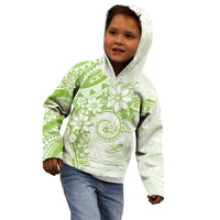 Polynesian Pattern With Plumeria Flowers Kid Hoodie Lime Green LT05 - Polynesian Pride