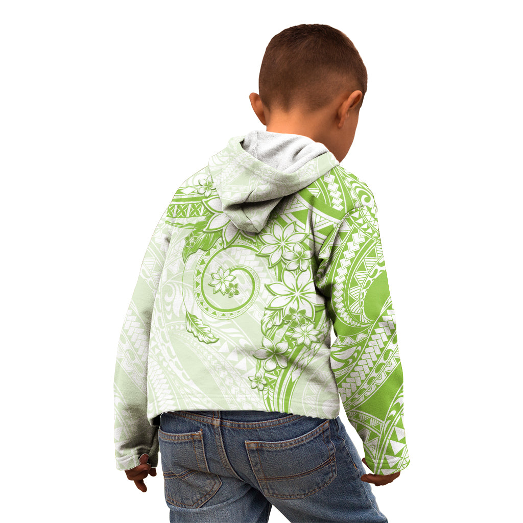Polynesian Pattern With Plumeria Flowers Kid Hoodie Lime Green LT05 - Polynesian Pride