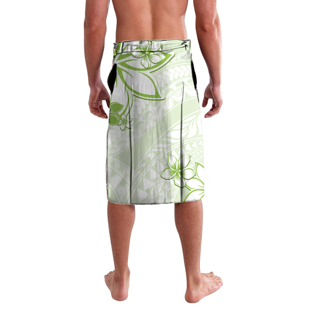 Polynesian Pattern With Plumeria Flowers Lavalava Lime Green LT05 - Polynesian Pride