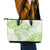 Polynesian Pattern With Plumeria Flowers Leather Tote Bag Lime Green