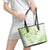 Polynesian Pattern With Plumeria Flowers Leather Tote Bag Lime Green