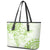 Polynesian Pattern With Plumeria Flowers Leather Tote Bag Lime Green