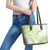 Polynesian Pattern With Plumeria Flowers Leather Tote Bag Lime Green