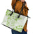 Polynesian Pattern With Plumeria Flowers Leather Tote Bag Lime Green