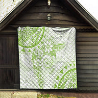 Polynesian Pattern With Plumeria Flowers Quilt Lime Green LT05 - Polynesian Pride
