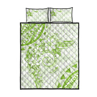 Polynesian Pattern With Plumeria Flowers Quilt Bed Set Lime Green LT05 - Polynesian Pride
