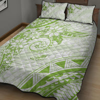 Polynesian Pattern With Plumeria Flowers Quilt Bed Set Lime Green LT05 - Polynesian Pride