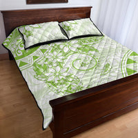 Polynesian Pattern With Plumeria Flowers Quilt Bed Set Lime Green LT05 - Polynesian Pride
