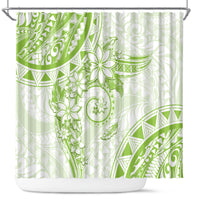 Polynesian Pattern With Plumeria Flowers Shower Curtain Lime Green LT05 Lime Green - Polynesian Pride