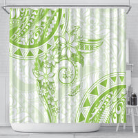 Polynesian Pattern With Plumeria Flowers Shower Curtain Lime Green LT05 - Polynesian Pride