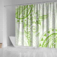 Polynesian Pattern With Plumeria Flowers Shower Curtain Lime Green LT05 - Polynesian Pride