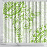 Polynesian Pattern With Plumeria Flowers Shower Curtain Lime Green LT05 - Polynesian Pride