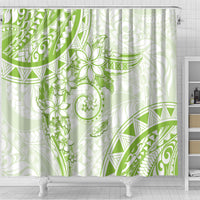 Polynesian Pattern With Plumeria Flowers Shower Curtain Lime Green LT05 - Polynesian Pride
