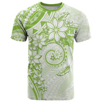 Polynesian Pattern With Plumeria Flowers T Shirt Lime Green LT05 Lime Green - Polynesian Pride