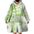 Polynesian Pattern With Plumeria Flowers Wearable Blanket Hoodie Lime Green