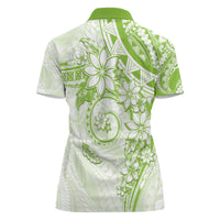 Polynesian Pattern With Plumeria Flowers Women Polo Shirt Lime Green LT05 - Polynesian Pride