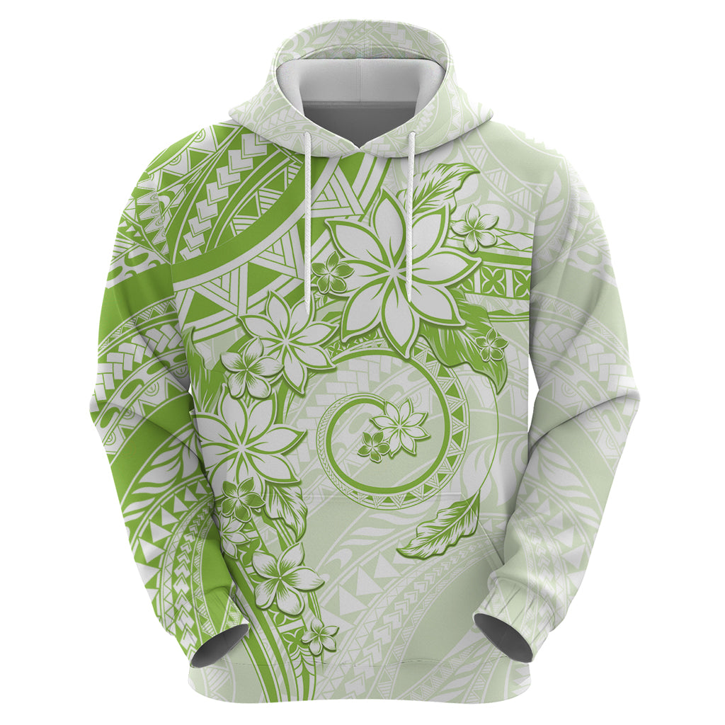 Polynesian Pattern With Plumeria Flowers Zip Hoodie Lime Green LT05 - Polynesian Pride