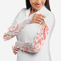 Polynesian Pattern With Plumeria Flowers Arm Sleeves Orange Peach LT05 - Polynesian Pride
