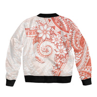Polynesian Pattern With Plumeria Flowers Bomber Jacket Orange Peach LT05 - Polynesian Pride