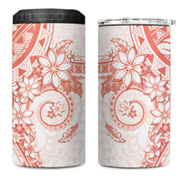 Orange Peach Polynesian Pattern With Plumeria Flowers 4 in 1 Can Cooler Tumbler LT05 One Size: 16 oz Peach - Polynesian Pride