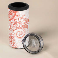 Orange Peach Polynesian Pattern With Plumeria Flowers 4 in 1 Can Cooler Tumbler LT05 - Polynesian Pride