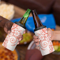 Orange Peach Polynesian Pattern With Plumeria Flowers 4 in 1 Can Cooler Tumbler LT05 - Polynesian Pride