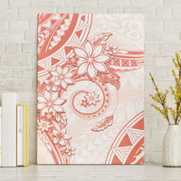 Polynesian Pattern With Plumeria Flowers Canvas Wall Art Orange Peach LT05 Without Frame Peach - Polynesian Pride
