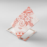 Polynesian Pattern With Plumeria Flowers Canvas Wall Art Orange Peach LT05 With Frame Peach - Polynesian Pride
