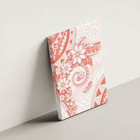 Polynesian Pattern With Plumeria Flowers Canvas Wall Art Orange Peach LT05 - Polynesian Pride