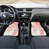 Polynesian Pattern With Plumeria Flowers Car Mats Orange Peach LT05 Set 2pcs - Front Peach - Polynesian Pride