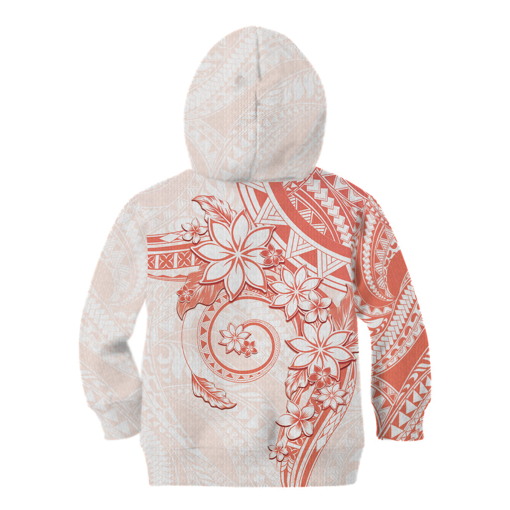 Polynesian Pattern With Plumeria Flowers Kid Hoodie Orange Peach LT05 - Polynesian Pride