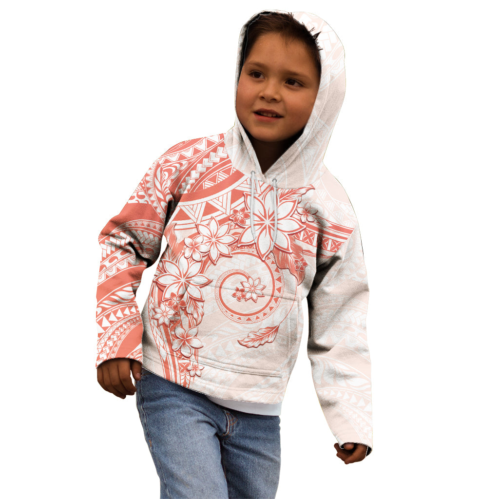 Polynesian Pattern With Plumeria Flowers Kid Hoodie Orange Peach LT05 - Polynesian Pride